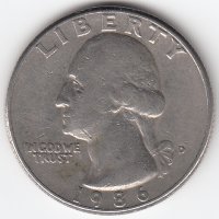 США 25 центов 1986 год (D)