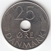 Дания 25 эре 1985 год