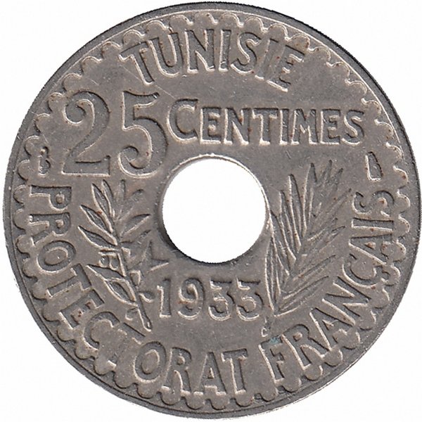 Тунис 25 сантимов 1933 год (очень редкая!)