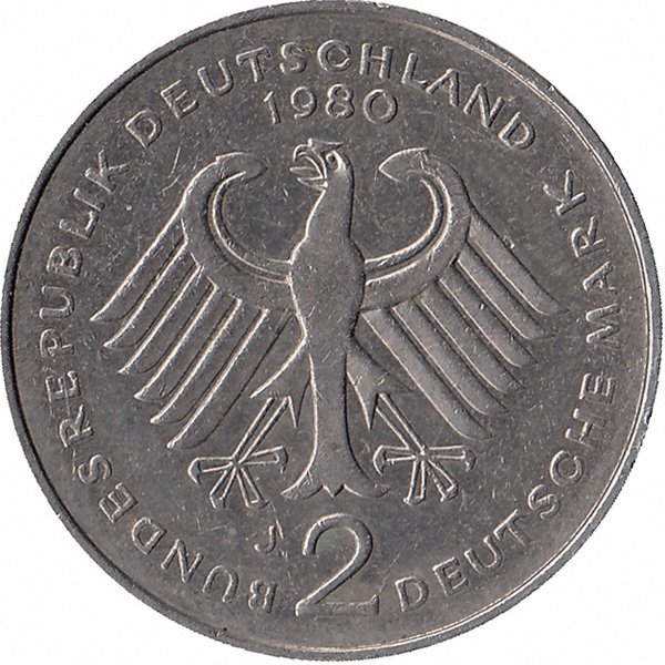 ФРГ 2 марки 1980 год (J)