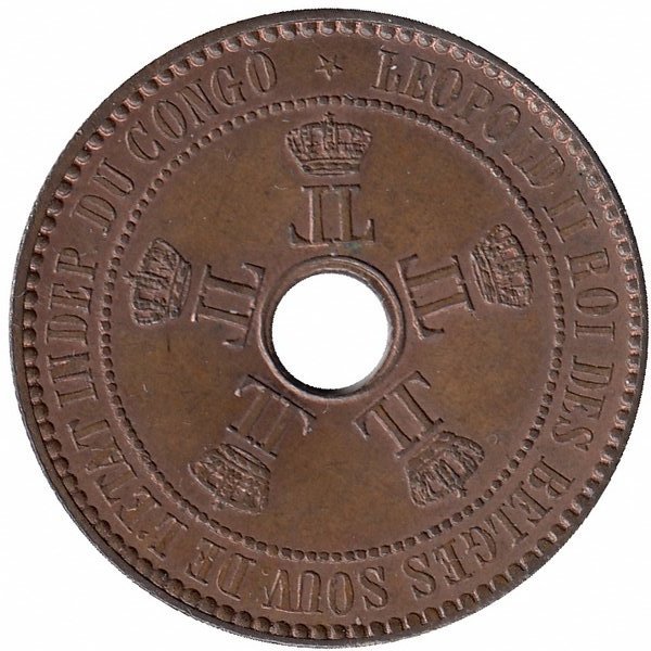 Бельгийское Конго (Свободное государство Конго) 5 сантимов 1888 год