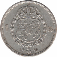 Швеция 1 крона 1948 год