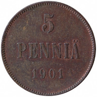 Финляндия (Великое княжество) 5 пенни 1901 год