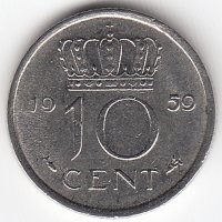 Нидерланды 10 центов 1959 год