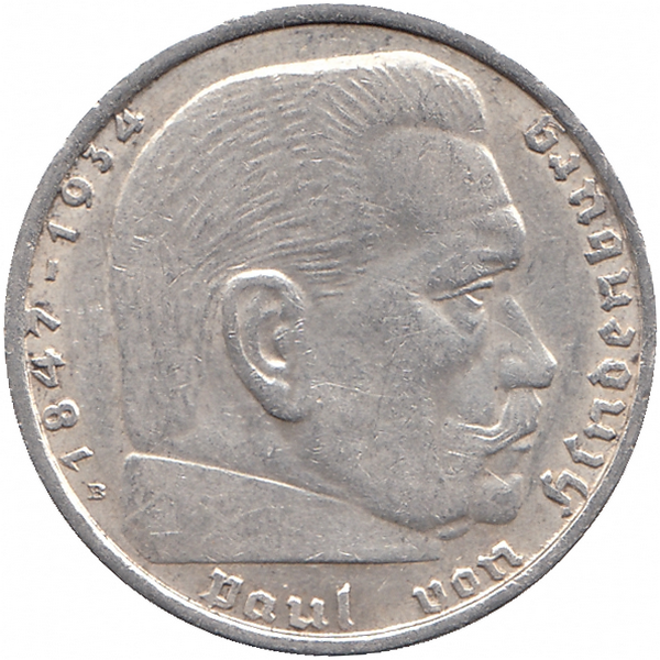 Германия (Третий Рейх) 2 рейхсмарки 1938 год (B)