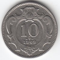 Австро-Венгерская империя 10 геллеров 1909 год