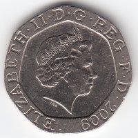 Великобритания 20 пенсов 2009 год