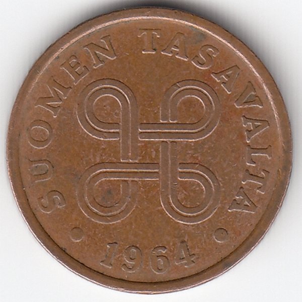 Финляндия 5 пенни 1964 год