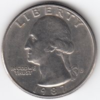 США 25 центов 1987 год (D)