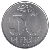 ГДР 50 пфеннигов 1971 год (UNC)