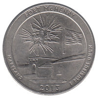 США 25 центов 2013 год (D). Форт Мак-Генри.