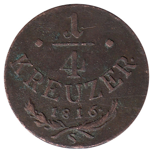 Австро-Венгерская империя 1/4 крейцера 1816 год (S)