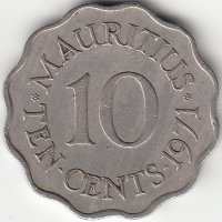 Маврикий 10 центов 1971 год