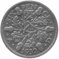 Великобритания 6 пенсов 1932 год