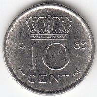 Нидерланды 10 центов 1963 год