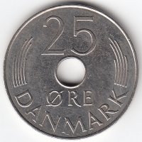 Дания 25 эре 1987 год