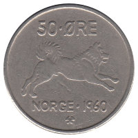 Норвегия 50 эре 1960 год