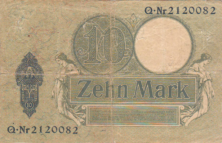 Банкнота 10 марок 1906 года. Германия