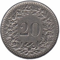 Швейцария 20 раппенов 1961 год