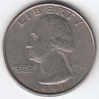 США 25 центов 1991 год (P)