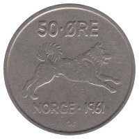 Норвегия 50 эре 1961 год