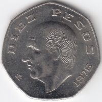 Мексика 10 песо 1976 год