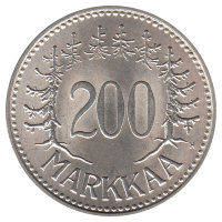Финляндия 200 марок 1957 год (UNC)