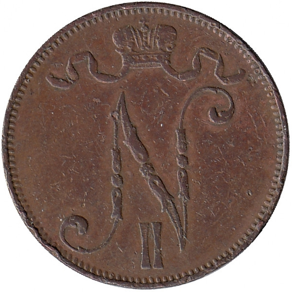 Финляндия (Великое княжество) 5 пенни 1907 год 