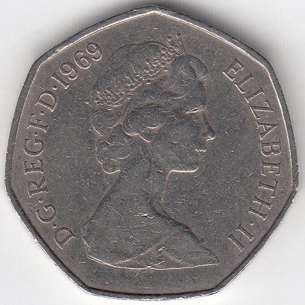 Великобритания 50 новых пенсов 1969 год