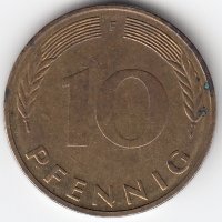 ФРГ 10 пфеннигов 1991 год (F)