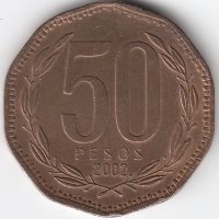 Чили 50 песо 2002 год