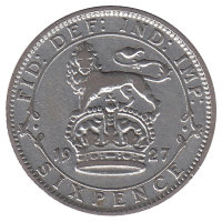 Великобритания 6 пенсов 1927 год