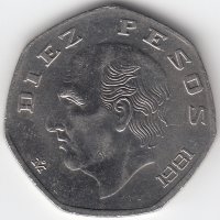 Мексика 10 песо 1981 год