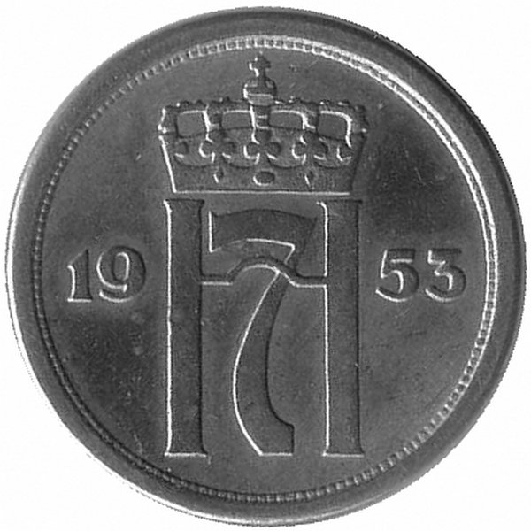 Норвегия 25 эре 1953 год