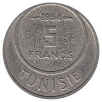 Тунис 5 франков 1954 год