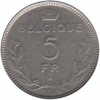 Бельгия (BELGIQUE) 5 франков 1937 год
