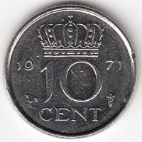 Нидерланды 10 центов 1971 год