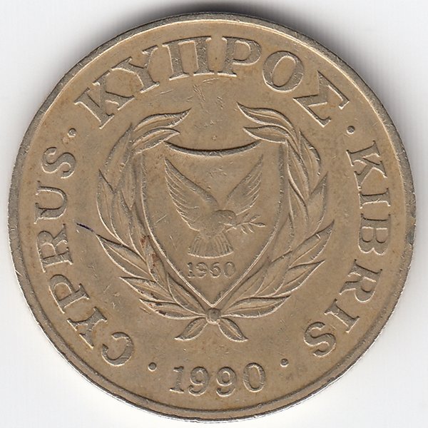 Кипр 20 центов 1990 год