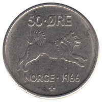 Норвегия 50 эре 1966 год