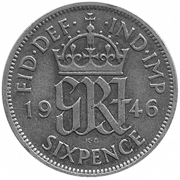 Великобритания 6 пенсов 1946 год
