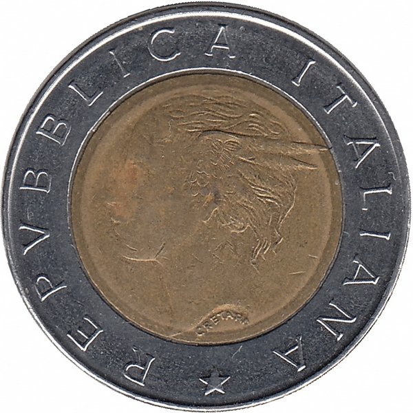 Италия 500 лир 1993 год