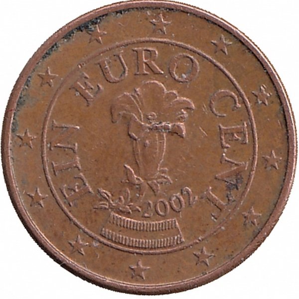 Австрия 1 евроцент 2002 год