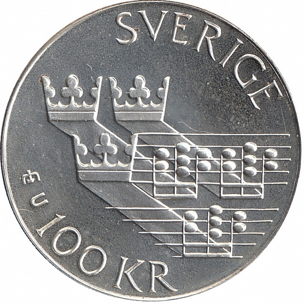 Швеция 100 крон 1985 год (Международный год музыки)