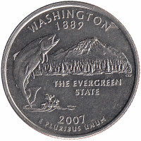 США 25 центов 2007 год (D). Вашингтон.