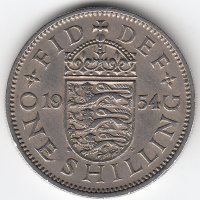 Великобритания 1 шиллинг 1954 год (Английский герб)