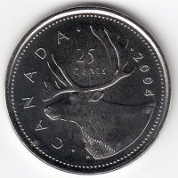 Канада 25 центов 2004 год
