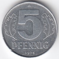 ГДР 5 пфеннигов 1975 год