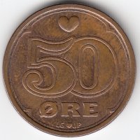 Дания 50 эре 1990 год