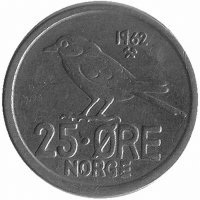 Норвегия 25 эре 1962 год