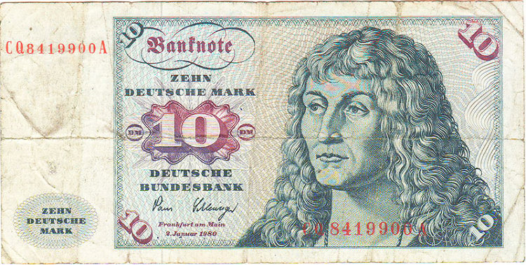 Банкнота 10 марок 1980 г. ФРГ